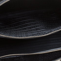Pre Owned Prada Black Saffiano Lux Leather Large Double Zip Tote