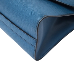 Pre Owned Prada Blue Saffiano Leather Flap Shoulder Bag