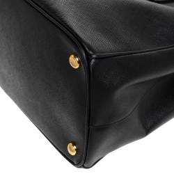 Pre Owned Prada Black Saffiano Lux Leather Large Double Zip Tote