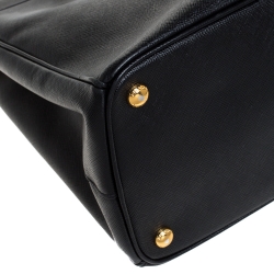 Pre Owned Prada Black Saffiano Lux Leather Large Double Zip Tote