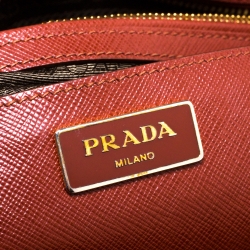 Pre Owned Prada Brown/Orange Saffiano Leather Medium Tote