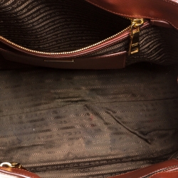 Pre Owned Prada Brown/Orange Saffiano Leather Medium Tote