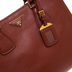 Pre Owned Prada Brown/Orange Saffiano Leather Medium Tote