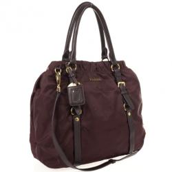مملوكة مسبقًا Prada Burgundy Tessuto Nylon Tote