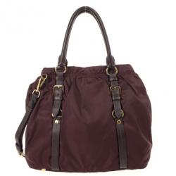 مملوكة مسبقًا Prada Burgundy Tessuto Nylon Tote