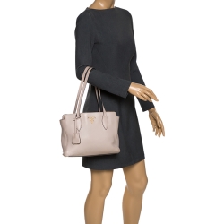 Pre Owned Prada Beige Vitello Leather Tote