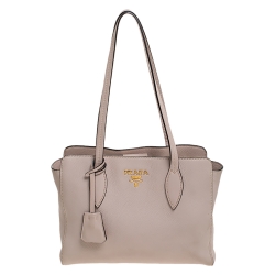 Pre Owned Prada Beige Vitello Leather Tote