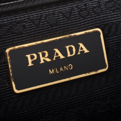 Pre Owned Prada Black Saffiano Lux Leather Medium Double Zip Tote