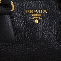 Pre Owned Prada Black Vitello Daino Leather Shopper Tote