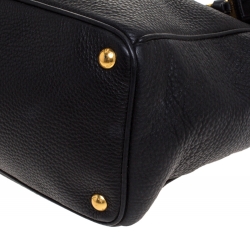 Pre Owned Prada Black Vitello Daino Leather Shopper Tote