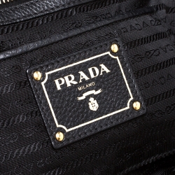 Pre Owned Prada Black Vitello Daino Leather Shopper Tote