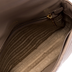 Pre Owned Prada Beige Diagramme Leather Medium Shoulder Bag
