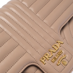 Pre Owned Prada Beige Diagramme Leather Medium Shoulder Bag