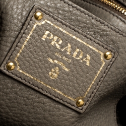 Pre Owned Prada Grey Vitello Daino Leather Shopper Tote