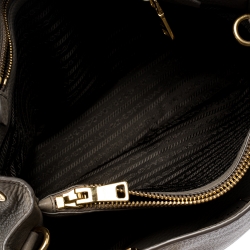 Pre Owned Prada Grey Vitello Daino Leather Shopper Tote
