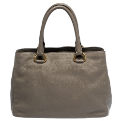 Pre Owned Prada Grey Vitello Daino Leather Shopper Tote