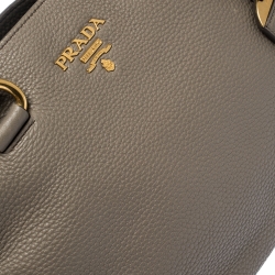 Pre Owned Prada Grey Vitello Daino Leather Shopper Tote