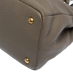 Pre Owned Prada Grey Vitello Daino Leather Shopper Tote