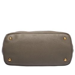 Pre Owned Prada Grey Vitello Daino Leather Shopper Tote