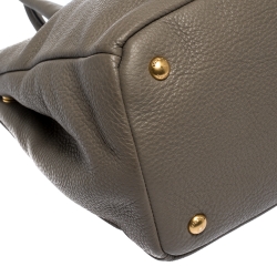 Pre Owned Prada Grey Vitello Daino Leather Shopper Tote