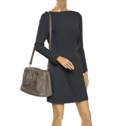 Pre Owned Prada Grey Vitello Daino Leather Shopper Tote