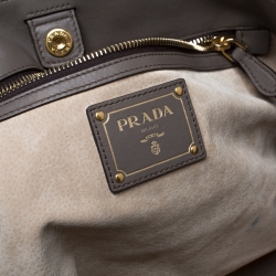 Pre Owned Prada Dark Grey Soft Leather Shopper Tote