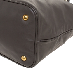 Pre Owned Prada Dark Grey Soft Leather Shopper Tote