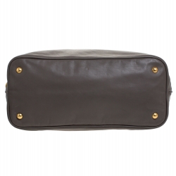 Pre Owned Prada Dark Grey Soft Leather Shopper Tote