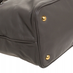 Pre Owned Prada Dark Grey Soft Leather Shopper Tote