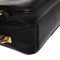 Pre Owned Prada Black Leather Double Zip Camera Bag