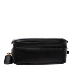 Pre Owned Prada Black Leather Double Zip Camera Bag