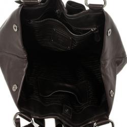Prada Grey Nappa Leather Ruffle Shoulder Bag