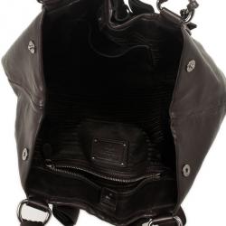 Prada Grey Nappa Leather Ruffle Shoulder Bag