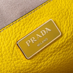 Pre Owned Prada Yellow Grained Leather Tote