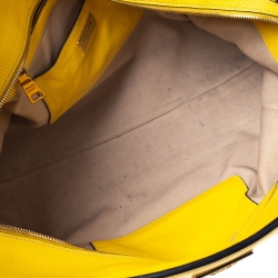 Pre Owned Prada Yellow Grained Leather Tote