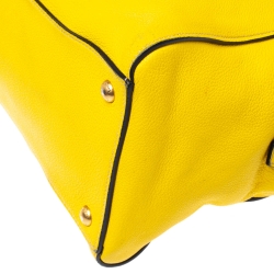 Pre Owned Prada Yellow Grained Leather Tote