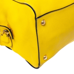 Pre Owned Prada Yellow Grained Leather Tote