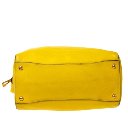 Pre Owned Prada Yellow Grained Leather Tote