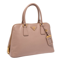 Pre Owned Prada Pink Saffiano Lux Leather Medium Promenade Bag