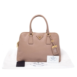 Pre Owned Prada Pink Saffiano Lux Leather Medium Promenade Bag