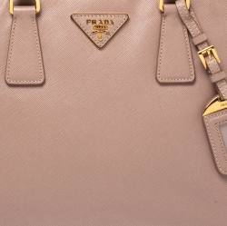 Pre Owned Prada Pink Saffiano Lux Leather Medium Promenade Bag