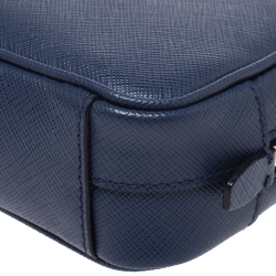Pre Owned Prada Blue Saffiano Leather Camera Crossbody Bag