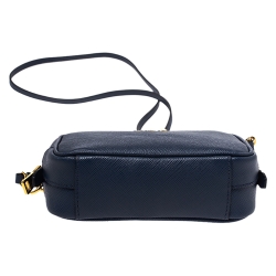 Pre Owned Prada Blue Saffiano Leather Camera Crossbody Bag