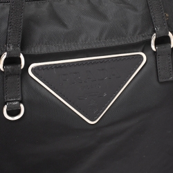 Pre Owned Prada Black Nylon and Leather Tessuto Shopper Tote