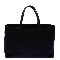 Pre Owned Prada Navy Blue Satin Shopper Tote