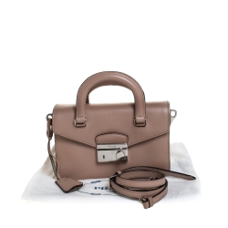 Pre Owned Prada Beige Saffiano Leather Mini Sound Convertible Bag