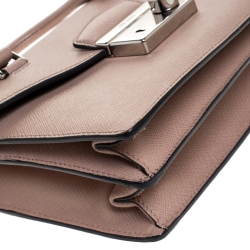 Pre Owned Prada Beige Saffiano Leather Mini Sound Convertible Bag