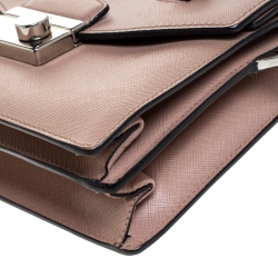 Pre Owned Prada Beige Saffiano Leather Mini Sound Convertible Bag