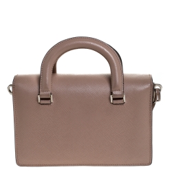 Pre Owned Prada Beige Saffiano Leather Mini Sound Convertible Bag