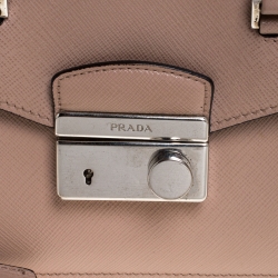 Pre Owned Prada Beige Saffiano Leather Mini Sound Convertible Bag